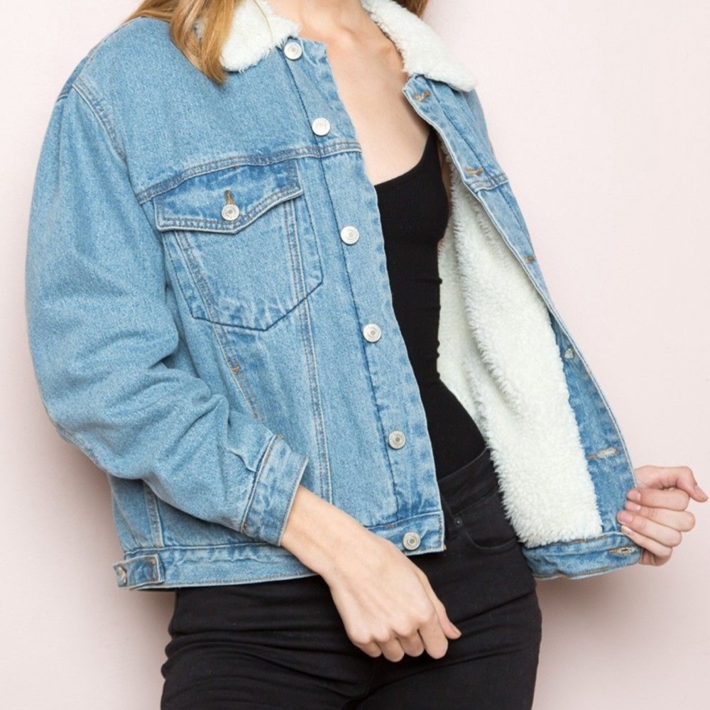 Brandy Melville Fur-Lined Jean Jacket